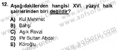 XVI-XIX. Yüzyıllar Türk Dili Dersi 2012 - 2013 Yılı (Vize) Ara Sınavı 12. Soru