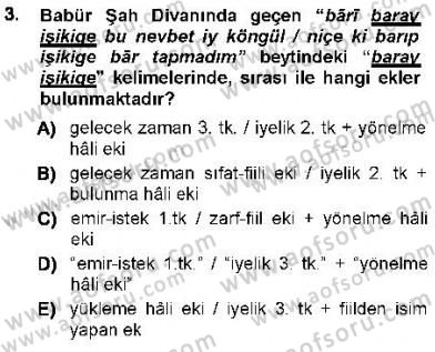 XVI-XIX. Yüzyıllar Türk Dili Dersi 2012 - 2013 Yılı (Vize) Ara Sınavı 3. Soru