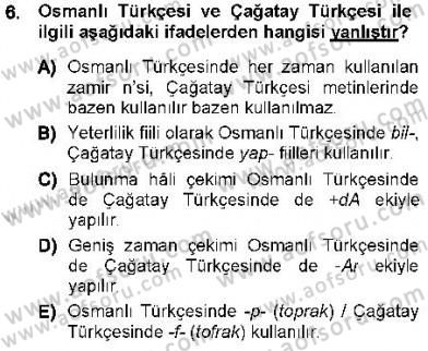 XVI-XIX. Yüzyıllar Türk Dili Dersi 2012 - 2013 Yılı (Vize) Ara Sınavı 6. Soru