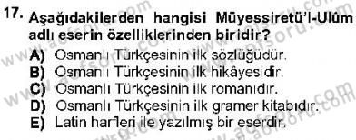 XVI-XIX. Yüzyıllar Türk Dili Dersi 2012 - 2013 Yılı (Final) Dönem Sonu Sınav Soruları 17. Soru