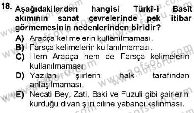 XVI-XIX. Yüzyıllar Türk Dili Dersi 2012 - 2013 Yılı (Final) Dönem Sonu Sınav Soruları 18. Soru