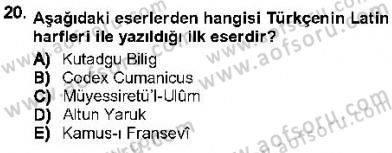 XVI-XIX. Yüzyıllar Türk Dili Dersi 2012 - 2013 Yılı (Final) Dönem Sonu Sınav Soruları 20. Soru