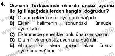 XVI-XIX. Yüzyıllar Türk Dili Dersi 2012 - 2013 Yılı (Final) Dönem Sonu Sınav Soruları 4. Soru
