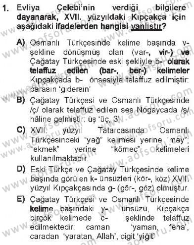 XVI-XIX. Yüzyıllar Türk Dili Dersi 2012 - 2013 Yılı Tek Ders Sınav Soruları 1. Soru