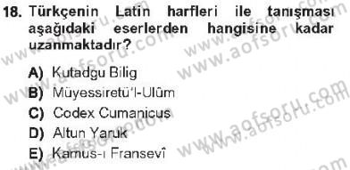 XVI-XIX. Yüzyıllar Türk Dili Dersi 2012 - 2013 Yılı Tek Ders Sınav Soruları 18. Soru
