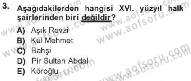 XVI-XIX. Yüzyıllar Türk Dili Dersi 2012 - 2013 Yılı Tek Ders Sınav Soruları 3. Soru