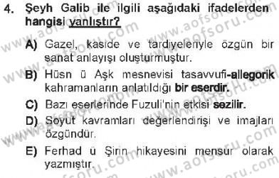 XVI-XIX. Yüzyıllar Türk Dili Dersi 2012 - 2013 Yılı Tek Ders Sınav Soruları 4. Soru