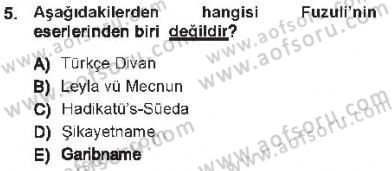 XVI-XIX. Yüzyıllar Türk Dili Dersi 2012 - 2013 Yılı Tek Ders Sınav Soruları 5. Soru