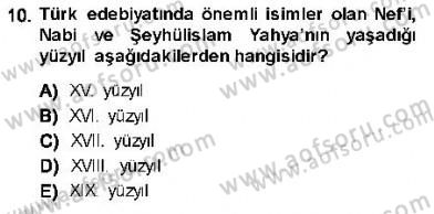 XVI-XIX. Yüzyıllar Türk Dili Dersi Ara Sınavı Deneme Sınav Soruları 10. Soru