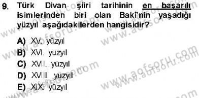 XVI-XIX. Yüzyıllar Türk Dili Dersi 2013 - 2014 Yılı (Vize) Ara Sınavı 9. Soru