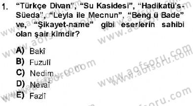 XVI-XIX. Yüzyıllar Türk Dili Dersi 2013 - 2014 Yılı (Final) Dönem Sonu Sınav Soruları 1. Soru
