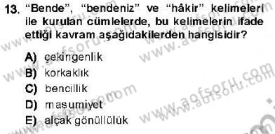 XVI-XIX. Yüzyıllar Türk Dili Dersi 2013 - 2014 Yılı (Final) Dönem Sonu Sınav Soruları 13. Soru