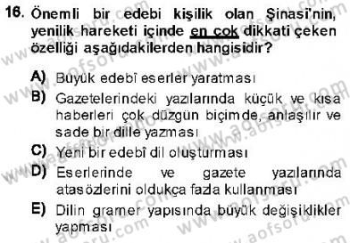 XVI-XIX. Yüzyıllar Türk Dili Dersi 2013 - 2014 Yılı (Final) Dönem Sonu Sınav Soruları 16. Soru