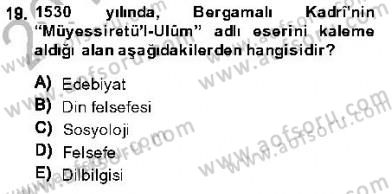 XVI-XIX. Yüzyıllar Türk Dili Dersi 2013 - 2014 Yılı (Final) Dönem Sonu Sınav Soruları 19. Soru