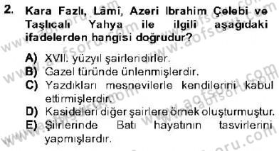 XVI-XIX. Yüzyıllar Türk Dili Dersi 2013 - 2014 Yılı (Final) Dönem Sonu Sınav Soruları 2. Soru