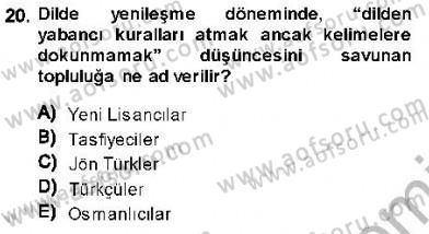 XVI-XIX. Yüzyıllar Türk Dili Dersi 2013 - 2014 Yılı (Final) Dönem Sonu Sınav Soruları 20. Soru