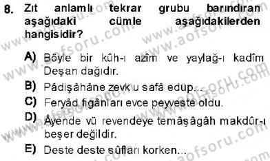 XVI-XIX. Yüzyıllar Türk Dili Dersi 2013 - 2014 Yılı (Final) Dönem Sonu Sınav Soruları 8. Soru