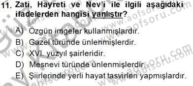 XVI-XIX. Yüzyıllar Türk Dili Dersi Ara Sınavı Deneme Sınav Soruları 11. Soru