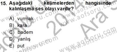XVI-XIX. Yüzyıllar Türk Dili Dersi 2014 - 2015 Yılı (Vize) Ara Sınav Soruları 15. Soru