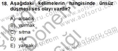 XVI-XIX. Yüzyıllar Türk Dili Dersi 2014 - 2015 Yılı (Vize) Ara Sınav Soruları 18. Soru