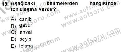 XVI-XIX. Yüzyıllar Türk Dili Dersi 2014 - 2015 Yılı (Vize) Ara Sınav Soruları 19. Soru