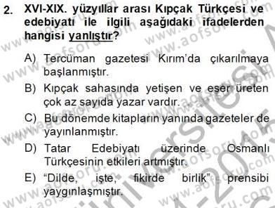 XVI-XIX. Yüzyıllar Türk Dili Dersi Ara Sınavı Deneme Sınav Soruları 2. Soru