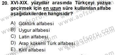 XVI-XIX. Yüzyıllar Türk Dili Dersi 2014 - 2015 Yılı (Vize) Ara Sınav Soruları 20. Soru
