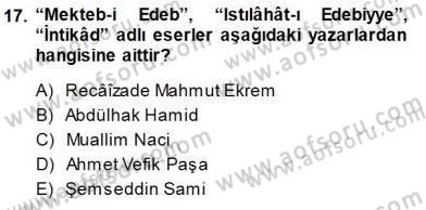 XVI-XIX. Yüzyıllar Türk Dili Dersi 2014 - 2015 Yılı (Final) Dönem Sonu Sınav Soruları 17. Soru
