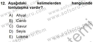 XVI-XIX. Yüzyıllar Türk Dili Dersi 2015 - 2016 Yılı (Vize) Ara Sınavı 12. Soru