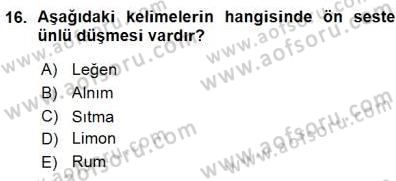 XVI-XIX. Yüzyıllar Türk Dili Dersi 2015 - 2016 Yılı (Vize) Ara Sınavı 16. Soru