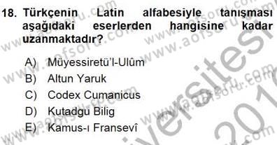 XVI-XIX. Yüzyıllar Türk Dili Dersi 2015 - 2016 Yılı (Final) Dönem Sonu Sınav Soruları 18. Soru