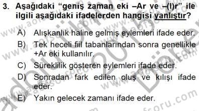XVI-XIX. Yüzyıllar Türk Dili Dersi 2015 - 2016 Yılı (Final) Dönem Sonu Sınavı 3. Soru