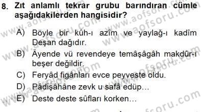 XVI-XIX. Yüzyıllar Türk Dili Dersi 2015 - 2016 Yılı (Final) Dönem Sonu Sınav Soruları 8. Soru