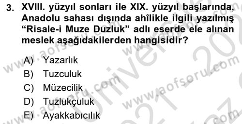 XVI-XIX. Yüzyıllar Türk Dili Dersi 2021 - 2022 Yılı Yaz Okulu Sınavı 3. Soru