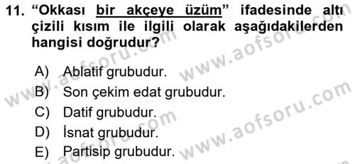 XVI-XIX. Yüzyıllar Türk Dili Dersi 2022 - 2023 Yılı (Final) Dönem Sonu Sınav Soruları 11. Soru