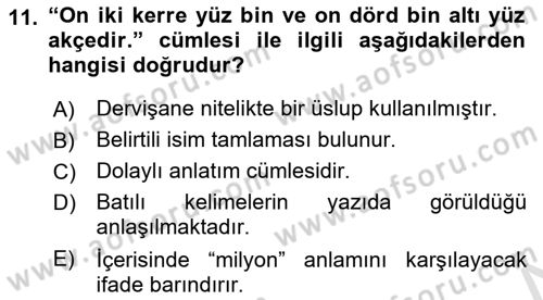 XVI-XIX. Yüzyıllar Türk Dili Dersi 2022 - 2023 Yılı Yaz Okulu Sınav Soruları 11. Soru