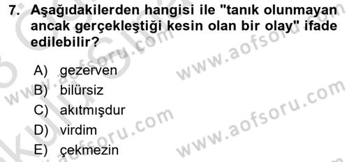XVI-XIX. Yüzyıllar Türk Dili Dersi 2022 - 2023 Yılı Yaz Okulu Sınav Soruları 7. Soru