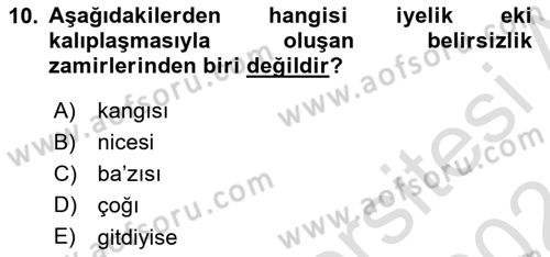 XVI-XIX. Yüzyıllar Türk Dili Dersi 2023 - 2024 Yılı (Final) Dönem Sonu Sınav Soruları 10. Soru