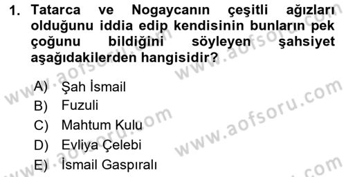 XVI-XIX. Yüzyıllar Türk Dili Dersi 2023 - 2024 Yılı Yaz Okulu Sınav Soruları 1. Soru