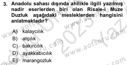 XVI-XIX. Yüzyıllar Türk Dili Dersi 2023 - 2024 Yılı Yaz Okulu Sınav Soruları 3. Soru