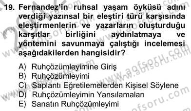 Eleştiri Kuramları Dersi 2012 - 2013 Yılı (Vize) Ara Sınav Soruları 19. Soru