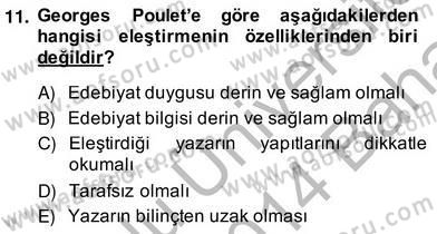 Eleştiri Kuramları Dersi 2013 - 2014 Yılı (Vize) Ara Sınav Soruları 11. Soru