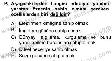 Eleştiri Kuramları Dersi 2013 - 2014 Yılı (Vize) Ara Sınav Soruları 15. Soru