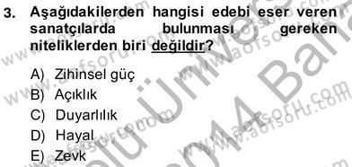 Eleştiri Kuramları Dersi 2013 - 2014 Yılı (Vize) Ara Sınav Soruları 3. Soru