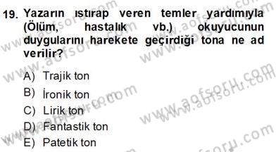 Eleştiri Kuramları Dersi 2013 - 2014 Yılı (Final) Dönem Sonu Sınav Soruları 19. Soru