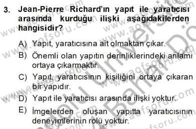 Eleştiri Kuramları Dersi 2013 - 2014 Yılı (Final) Dönem Sonu Sınav Soruları 3. Soru
