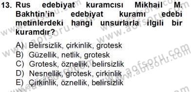 Eleştiri Kuramları Dersi 2013 - 2014 Yılı Tek Ders Sınav Soruları 13. Soru