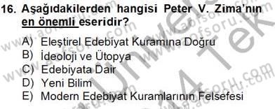 Eleştiri Kuramları Dersi 2013 - 2014 Yılı Tek Ders Sınav Soruları 16. Soru