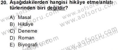 Eleştiri Kuramları Dersi 2013 - 2014 Yılı Tek Ders Sınav Soruları 20. Soru