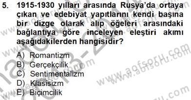 Eleştiri Kuramları Dersi 2013 - 2014 Yılı Tek Ders Sınav Soruları 5. Soru